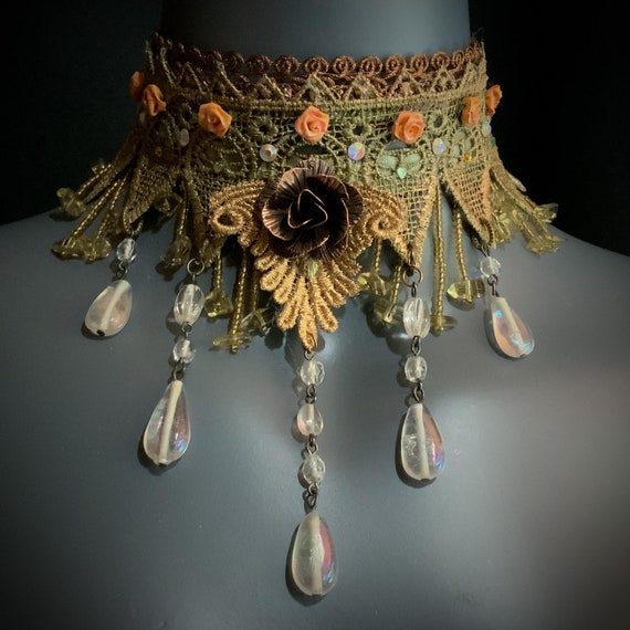 BRIAR ROSE - Gold Gothic Necklace Choker by paintertainment steampunk buy now online