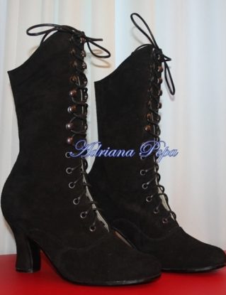 Valentine SALE Black Suede leather Boots Black Victorian Boots Retro Leather Boots Edwardian Boots Custom made boots 1900 style boots by VictorianBoots steampunk buy now online