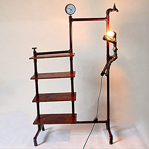 Raelf Industrial wind iron water pipe floor lamp can be used for shoe rack coat rack floor lamp Retro iron steam punk Ming floor lamp aisle home office retro decoration E27 steampunk buy now online