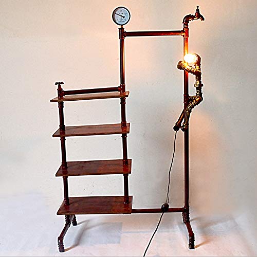 Raelf Industrial wind iron water pipe floor lamp can be used for shoe rack coat rack floor lamp Retro iron steam punk Ming floor lamp aisle home office retro decoration E27 steampunk buy now online