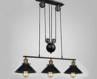 3-Light Pulley Pendant Light, Kitchen Island Light Adjustable Industrial Rustic Chandelier Farmhouse Vintage Ceiling Lights Fixture for Kitchen Island Dining Room Foyer steampunk buy now online