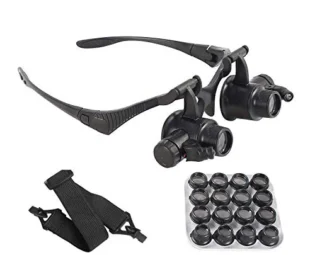 LED Illuminated Double Eye Jeweler Watch Repair Magnifying Glasses Loupe Watchmakers Headband Magnifier -8 Interchangeable Lens: 2.5X/4X/6X/8X/10X/15X/20X/25X steampunk buy now online