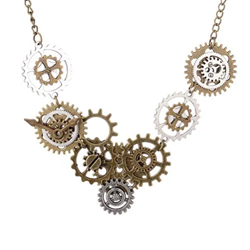 HEALLILY Vintage Steampunk Necklace Watch Clock Gear Cog Jewelry Steam Punk Necklace Pendant for Women Men Style 1 steampunk buy now online