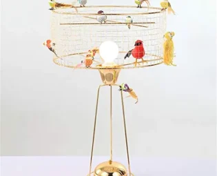 Desk Lamp E27 Light Modern Simple Living Room Bedroom Modern Bedside Lamp Plating Wrought Iron Creative Gold Wire Birdcage Table Lamp with Button Switch (Including 12 Birds Decoration) steampunk buy now online
