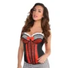 Yummy Bee - Red Corset Top Black Check Corset - Red Riding Hood Fancy Dress Costume Women - Size S M (6-10) steampunk buy now online