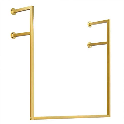 MDEPYCO Clothing Store Simple Wall Mounted Metal Display Rack, Window Hanging Garment Racks, U-Shaped Shelf, Wedding Dress Organization, Home Clothes Rod Storage Towel Rack (Gold B, 47.2" L) steampunk buy now online