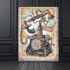 Creative Canvas Paintings Steampunk Phone Vintage Posters Prints Wall Art Pictures Living Room Home Decor-50x70cm Frameless steampunk buy now online