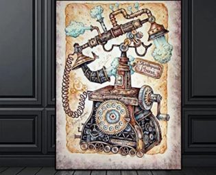 Creative Canvas Paintings Steampunk Phone Vintage Posters Prints Wall Art Pictures Living Room Home Decor-50x70cm Frameless steampunk buy now online