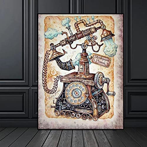Creative Canvas Paintings Steampunk Phone Vintage Posters Prints Wall Art Pictures Living Room Home Decor-50x70cm Frameless steampunk buy now online