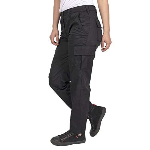 Lee Cooper Ladies Heavy Duty Easy Care Multi Pocket Work Safety Classic Cargo Pants Trousers, Black, Size UK 14, Short 28" Leg", LCLPNT241 steampunk buy now online