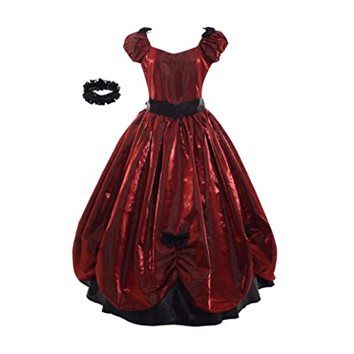 GRACEART Vintage Women Victorian Bowknot Dress Gothic Ball Gown Regency Elegant Prom Full Dress (L, Red) steampunk buy now online