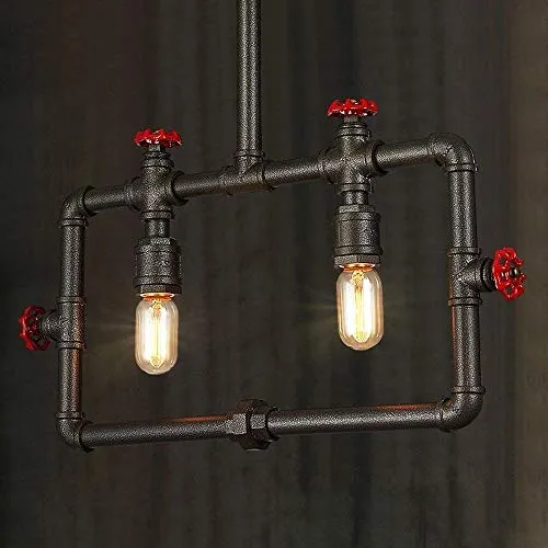 Light Lamp Vintage Steampunk Chandelier Wrought Iron Water Pipe 2 Chandelier Nordic Retro Cafe Living Room Dining Room Living Room Island Chandelier Industrial Wind Water Pipe Chandelier E27*2 steampunk buy now online
