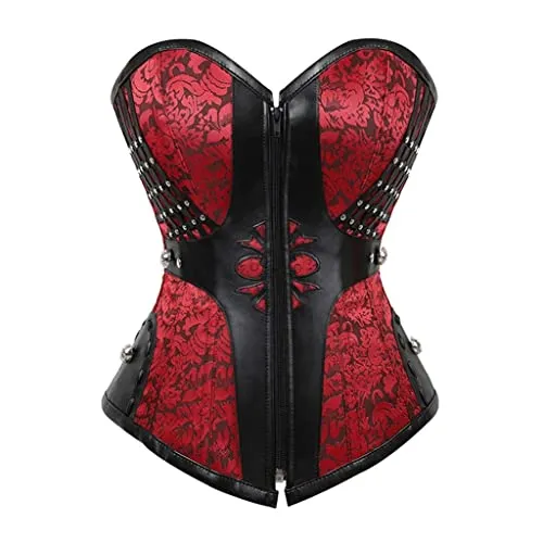 N/A Women's Corsets Corsets Steampunk Faux Leather Corsets Lace Up Zipper (Color : D, Size : XL code) steampunk buy now online