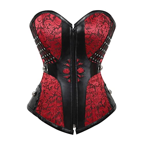 N/A Women's Corsets Corsets Steampunk Faux Leather Corsets Lace Up Zipper (Color : D, Size : XL code) steampunk buy now online
