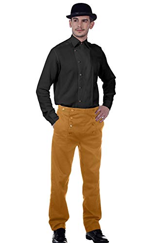 Steampunk Victorian Costume Architect Men's 100% Cotton Pants Trousers [Sandy Orange] (Large) steampunk buy now online