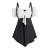 Plus Size Summer Vest , Women's Plus Size Solid Camis Bandage Short Sleeve Cold Shoulder Tops Blouse , Crop Camisole Tunics Tops for Ladies , for Easter St Patrick's Day (Black-5XL) steampunk buy now online