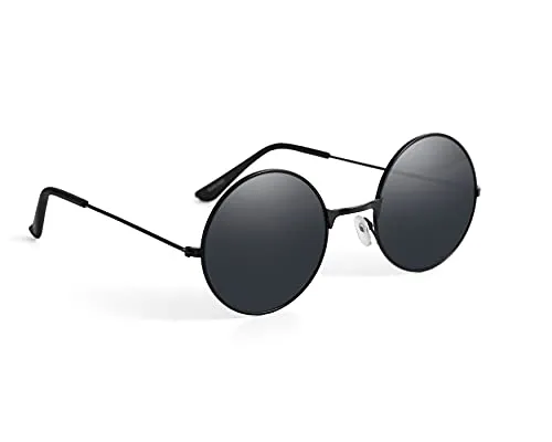 Komonee Lennon Style Black Flat Lens Round Retro Classic Sunglasses Vintage Hippy Tea Shades Unisex Steampunk UV400 Protection steampunk buy now online
