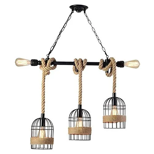 LQ Steampunk Industrial Vintage Hemp Rope Hanging Lamp Restaurant Lamp Pendant Lamp Height Adjustable, Creative Loft Bar Lamp chandelier steampunk buy now online