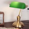 Desk Lamp Study Office Traditional Classic Lighting Bedside Lamp Rotatable Green Glass Lampshade Polished Full Copper Old Fashioned Bankers Table Lamp E27 with Pull Line Switch steampunk buy now online