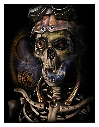 5D Adult Diamond Painting Steampunk Skull Full Circle Crystal Rhinestone Cross Stitch Embroidery Craft Diamond Mosaic Art Kit Home Decor Gift 12x16 inch steampunk buy now online