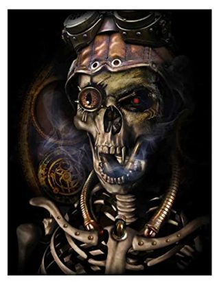5D Adult Diamond Painting Steampunk Skull Full Circle Crystal Rhinestone Cross Stitch Embroidery Craft Diamond Mosaic Art Kit Home Decor Gift 12x16 inch steampunk buy now online