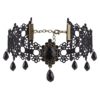 Halloween Black Lace Choker Gothic Steampunk Necklace Black Neck Chain Collar with Crystal for Women and Girls Halloween Cosplay Party Vintage Costume steampunk buy now online