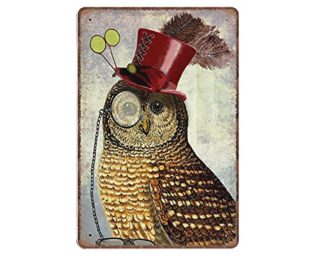 Dreacoss Owl Tin Signs Steampunk Owl Art Print, Owl in Top Hat Vintage Poster Metal Sign Iron Painting Plaque Wall Decor Bar Club Novelty Funny Kitchen Retro Parlor Garage Gifts for mom Dad, 20X30cm steampunk buy now online