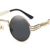 Dollger John Lennon Style Retro Steampunk Sunglasses for Women Men Round Hippie UV400 Protection Flat Lens Metal Frame Eyewear(Black Lens/Gold Frame) steampunk buy now online