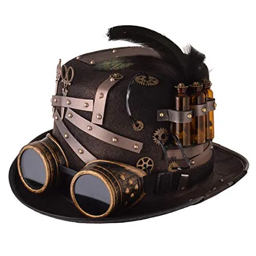 GRACEART Steampunk Hat Vintage Gears and Rivets Hat Steampunk Top Hat (style01, M) steampunk buy now online
