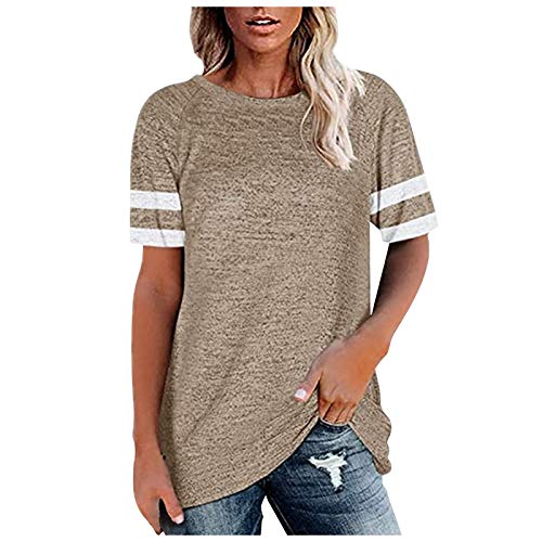 Women's Blouses & Shirts Sale Fashion Women's Loose Short Sleeve T-Shirt Round Neck Solid Color Tops Tunic T-Shirt Elehant Pullover Ladies Dressy Tee Holiday Party Jumper Sweatshirt steampunk buy now online