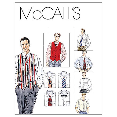 McCall's Patterns M2447 Size Z Extra-Large - XXL - XXXL Men's Lined Vest, Shirt, Tie in Two Lengths and Bow Tie, Pack of 1, White steampunk buy now online