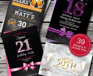 Personalised Birthday Invitations / Party Invites Choose from 39 stunning designs • 18th 21st 30th 40th 50th - any age. Customise all wording and colours. BD01 steampunk buy now online