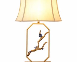 Desk Lamp Gold Color E27 Light Study Office Chinese Style Living Room Decoration Kids Bedroom Bedside Reading Lamp Fabric Shade Wrought Iron Plum Blossom Table Lamp with Button Switch steampunk buy now online