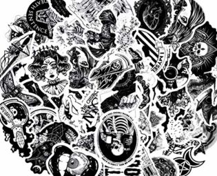 100 Pieces Gothic Stickers for Water Bottle, Black White Skull Stickers, Waterproof Vinyl Stickers Horror Thriller Stickers Bumper Skateboard Waterproof Vinyl Decals Cool Graffiti Stickers Pack steampunk buy now online