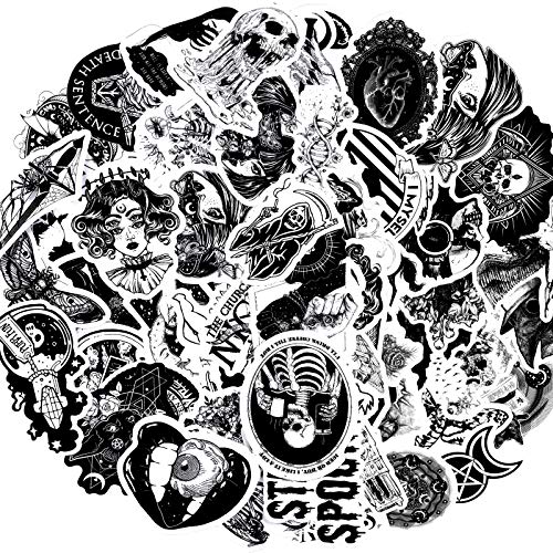 100 Pieces Gothic Stickers for Water Bottle, Black White Skull Stickers, Waterproof Vinyl Stickers Horror Thriller Stickers Bumper Skateboard Waterproof Vinyl Decals Cool Graffiti Stickers Pack steampunk buy now online