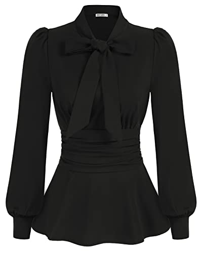 Women Victorian Corset-Style Blouse Vintage Long Sleeve Stand Collar Tops for Work Office Black M steampunk buy now online