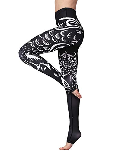 FLYILY Women's Long Yoga Pants Sports Leggings Running Tights High Waist Stretch Fitness Trousers (XL/UK 12-14(Waist 30"-32"), BlackTail) steampunk buy now online