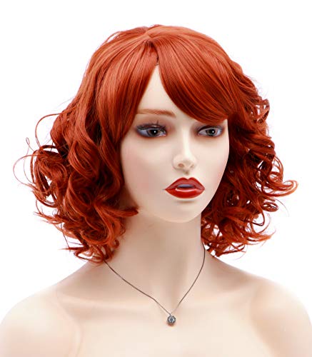 BESTUNG Short Curly Fox Red Wigs for Women Layered Natural Synthetic Wigs Full Head Halloween Costume Cosplay Wig with Wig Cap steampunk buy now online