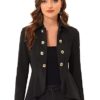 Allegra K Women's Open Front Jacket Turn Down Collar Double Breasted High-Low Blazers Ruffle Hem Gothic Jacket Black 12 steampunk buy now online