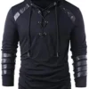 Men Gothic Steampunk Drawcord Lace up Hoodie Medieval Knight Long Sleeve Stitching Leather Armor Sweatshirt Pullover Black, XXL steampunk buy now online Men Gothic Steampunk Drawcord Lace up Hoodie Medieval Knight Long Sleeve Stitching Leather Armor Sweatshirt Pullover Black, XXL steampunk buy now online