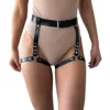 Mismxc Women's Sexy Punk Leather Harness Garter Belt Adjustable Waist Leg Cincher Cage Belt - black - One Size steampunk buy now online
