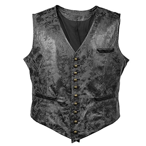 Bslingerie® Mens Steampunk Faux Leather Waistcoats Vest (XXL, Black Vest) steampunk buy now online