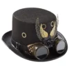 Mauqfra Top Hat Steampunk Hat for Men and Women Halloween Hat with Gear Wings Goggles Performance Hat Party Costume Hats steampunk buy now online