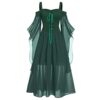 AMhomely Halloween Dress Medieval Costume Women Butterfly Sleeve Maxi Dress Cold Shoulder Steampunk Corset Dress for Women Gothic Clothes Green steampunk buy now online