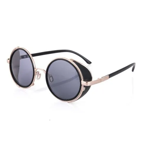 4sold® Steampunk Sunglasses 50s Round Glasses Copper Cyber Goggles Rave Goth Vintage Victorian like Sunglasses Includes FREE UV400 sunglasses (number 8 mat black gold) steampunk buy now online