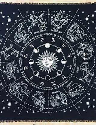 INDIAN CONSIGNERS Altar Cloth Zodiac Witchcraft Alter Tarot Spread Top Cloth Wiccan Square Spiritual 36 by 36 sacred cloth Galaxy (Zodiac Silver) steampunk buy now online