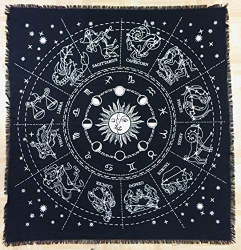 INDIAN CONSIGNERS Altar Cloth Zodiac Witchcraft Alter Tarot Spread Top Cloth Wiccan Square Spiritual 36 by 36 sacred cloth Galaxy (Zodiac Silver) steampunk buy now online