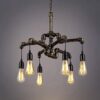 LKK-KK 6 Light Retro Industrial Vintage Water Pipe Steampunk Pendant Light Chandelier, Country Rustic Style Hanging Lighting Fixture Decorative Hanging Light Cafe Bar Restaurant Droplight E27 steampunk buy now online