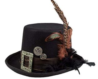 Boland 54501 – Plumepunk Hat with Gears, Black, Steampunk, Cylinder, Headgear, Accessory, Costume, Theme Party, Carnival, Halloween, one size steampunk buy now online
