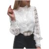 Womens Tops Sale Summer Casual Loose Tee T-Shirt Novelty Lace Long Sleeve V-Neck Button Shirt Long Sleeve Shirt Top Plus Size Shirt Oversized Babydoll Tunic Tank Tops Basic Blouse steampunk buy now online